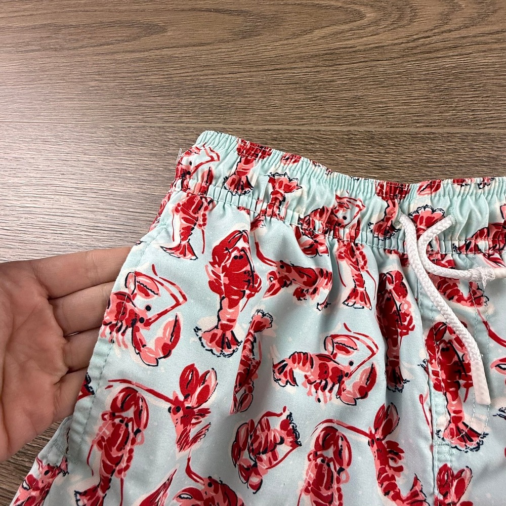 Brooks Brothers Boys Blue Lobster Print Swim Trunks Shorts Size 12 Preppy Summer - Picture 9 of 16